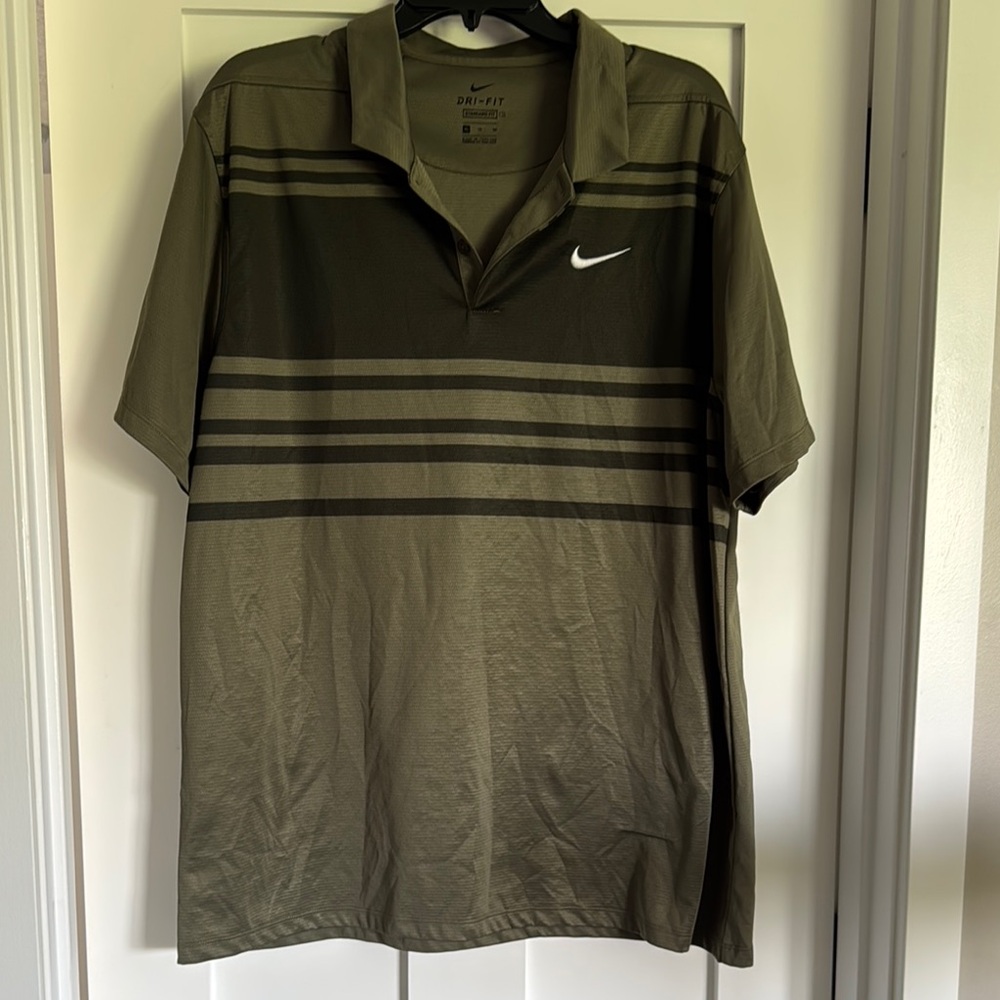 Nike Men's Olive and Black Polo Shirt